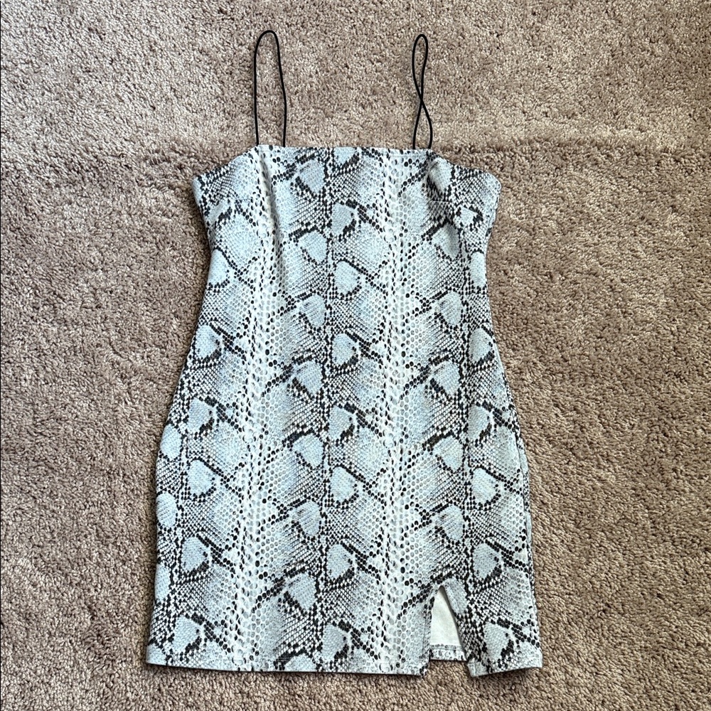 Forever 21 Snakeskin Print Mini Dress with Spaghetti Straps Small